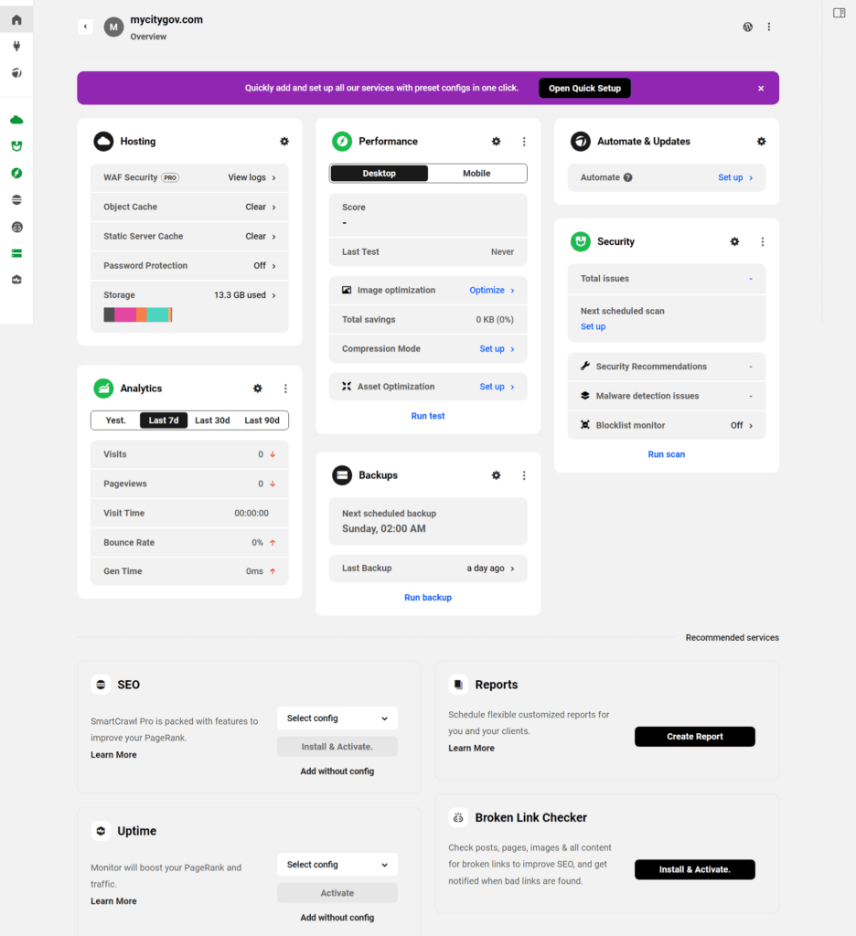 RankedWP WordPress Dashboard Website Management